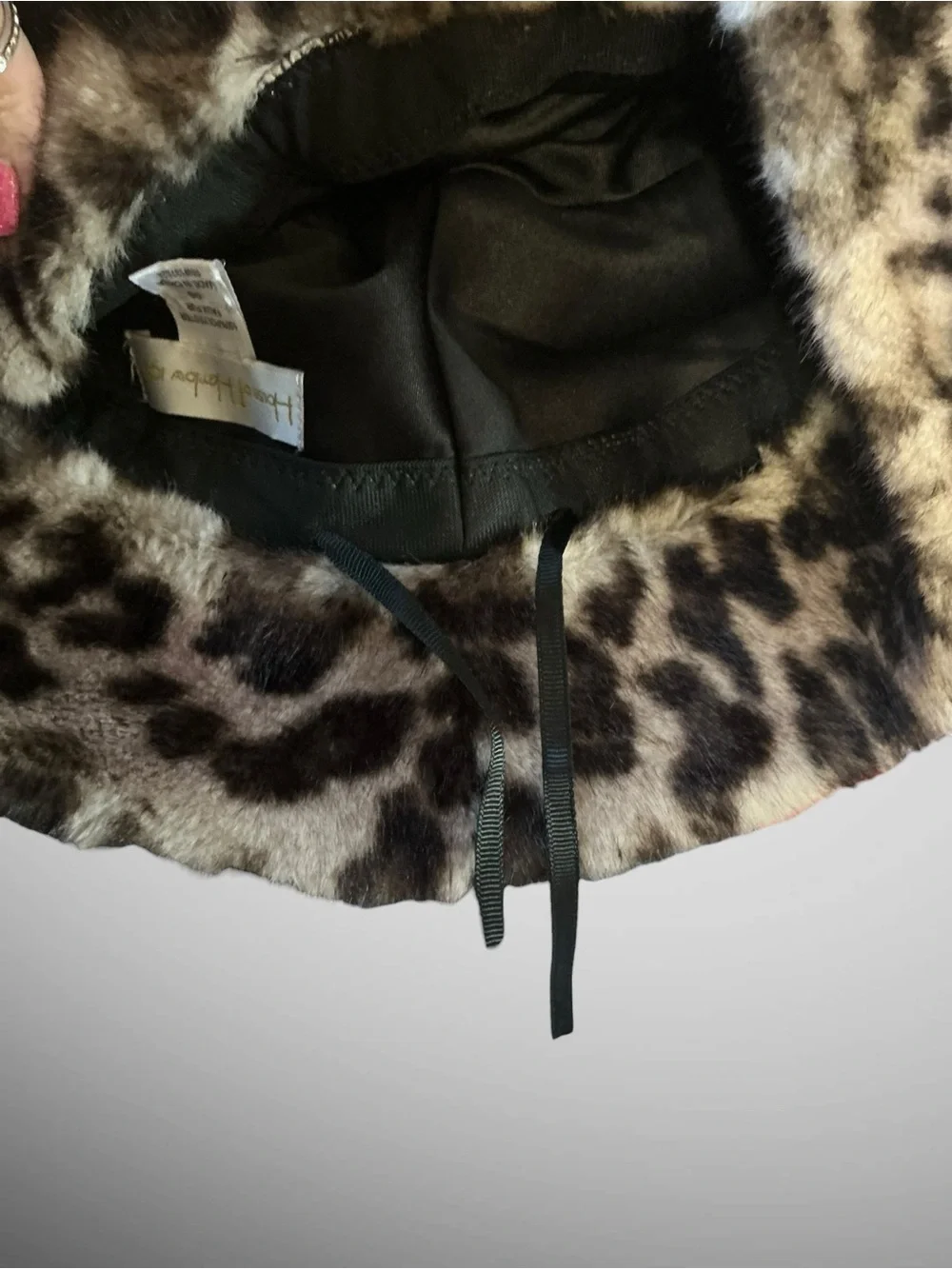 House of Harlow Faux Fur Leopard Print Bucket Hat One Size